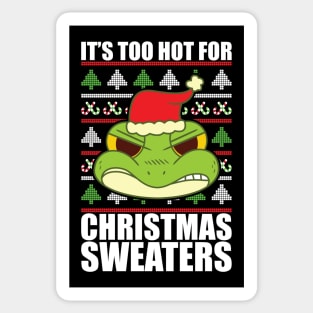 Its Too Hot For Christmas Sweaters Angry Frog Sticker